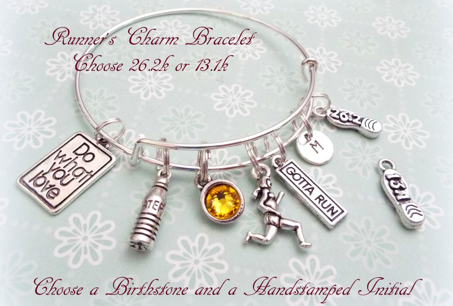 Marthon Runner Gift, Runner Charm Bracelet, Gift Ideas for Runners