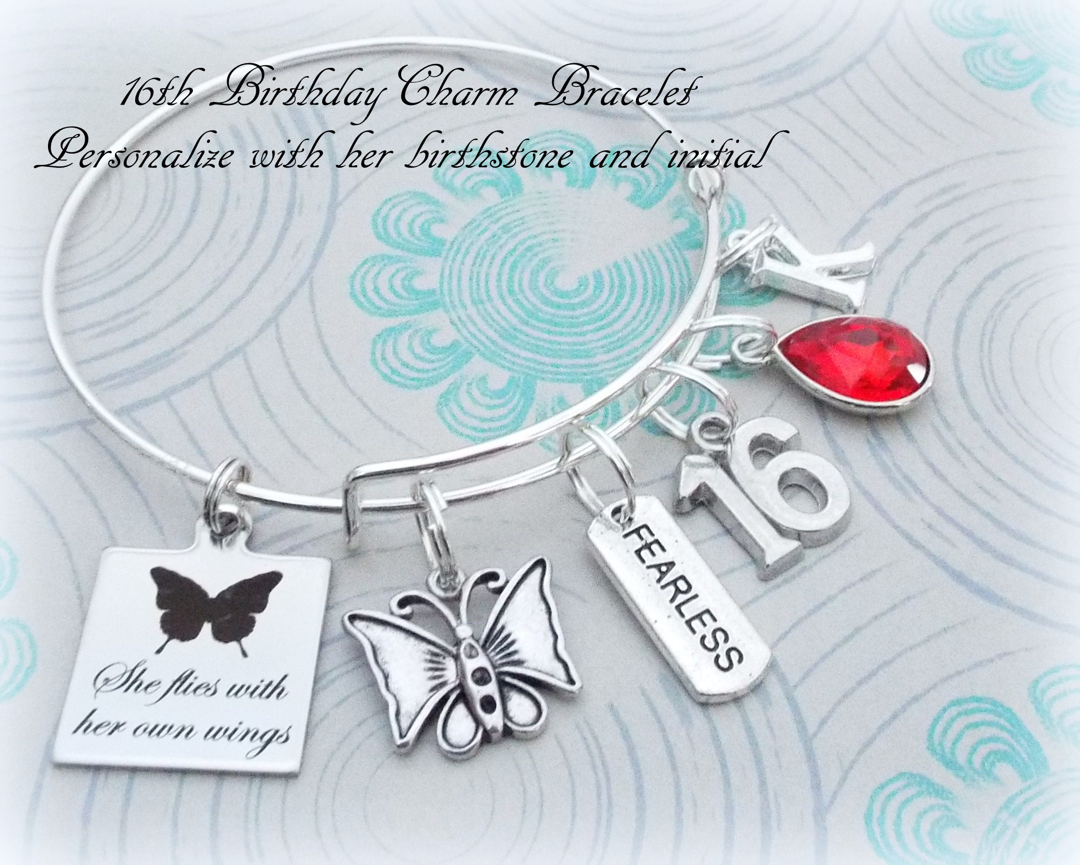 16th Birthday Gift for Girl, Sweet 16 Charm Bracelet, Gift ...