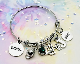 Graduation Gift for Engineer, Engineering Degree for Graduate, Personalized Gift, Woman Graduating New Engineer, Gift for Her, Birthstone