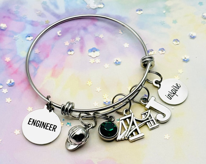 Graduation Gift for Engineer, Engineering Degree for Graduate, Personalized Gift, Woman Graduating New Engineer, Gift for Her, Birthstone