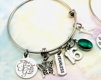 16th Birthday Gift for Girl, Sweet 16 Charm Bracelet, Gift for Girl Turning 16 Years Old, Daughter's 16th Birthday Gift, Granddaughter Gift