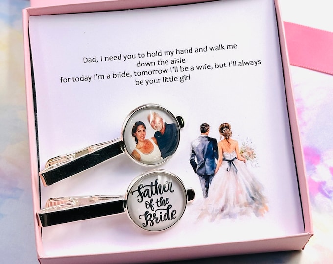 Father of the Bride Gift, Custom Photo Cuff Links, Wedding Jewelry for Dad, Gift for Him, Dad Gift from Bride, Wedding Gift for Father