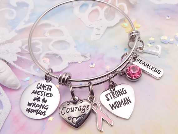 Breast Cancer Survivor Gift Cancer Survivor Charm Bracelet Pink