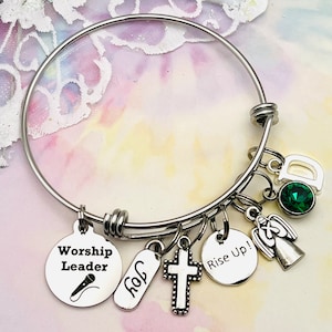 Worship Leader Charm Bracelet: Christian Jewelry Gift, Personalized Bangle
