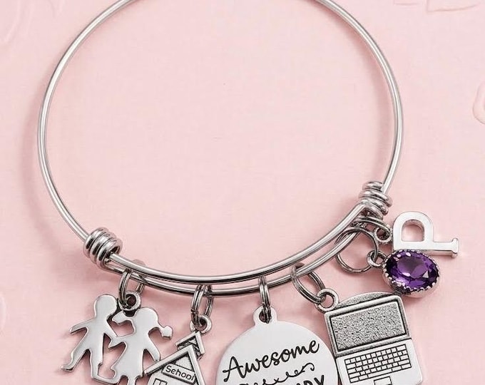 School Secretary Charm Bracelet, Personalized Office Appreciation Gift