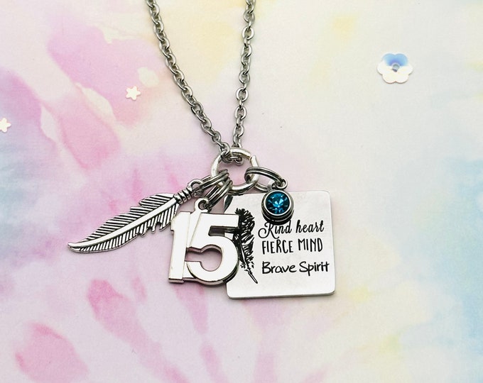 Personalized Hippie Jewelry, Silver Feather Necklace, Bohemian Style Jewelry, Birthday Gift for Her, Initial Boho Necklace with Birthstone