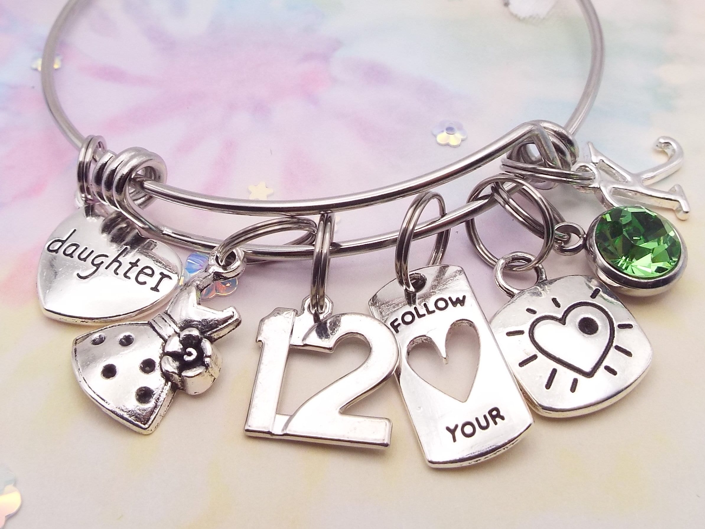 Girls Charm Bracelet Personalized Birthday Gift for 7 Year Old Girl  Adjustable Expandable Dog Charm Braceletother Numbers Available 