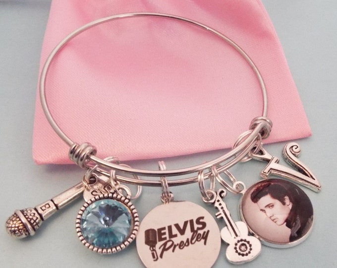 Elvis Presley Fan Gift, Elvis Presley Charm Bracelet, Music Lovers Gift, Personalized Birthday Gift for Her, Elvis Lover Gift, Gift for Her