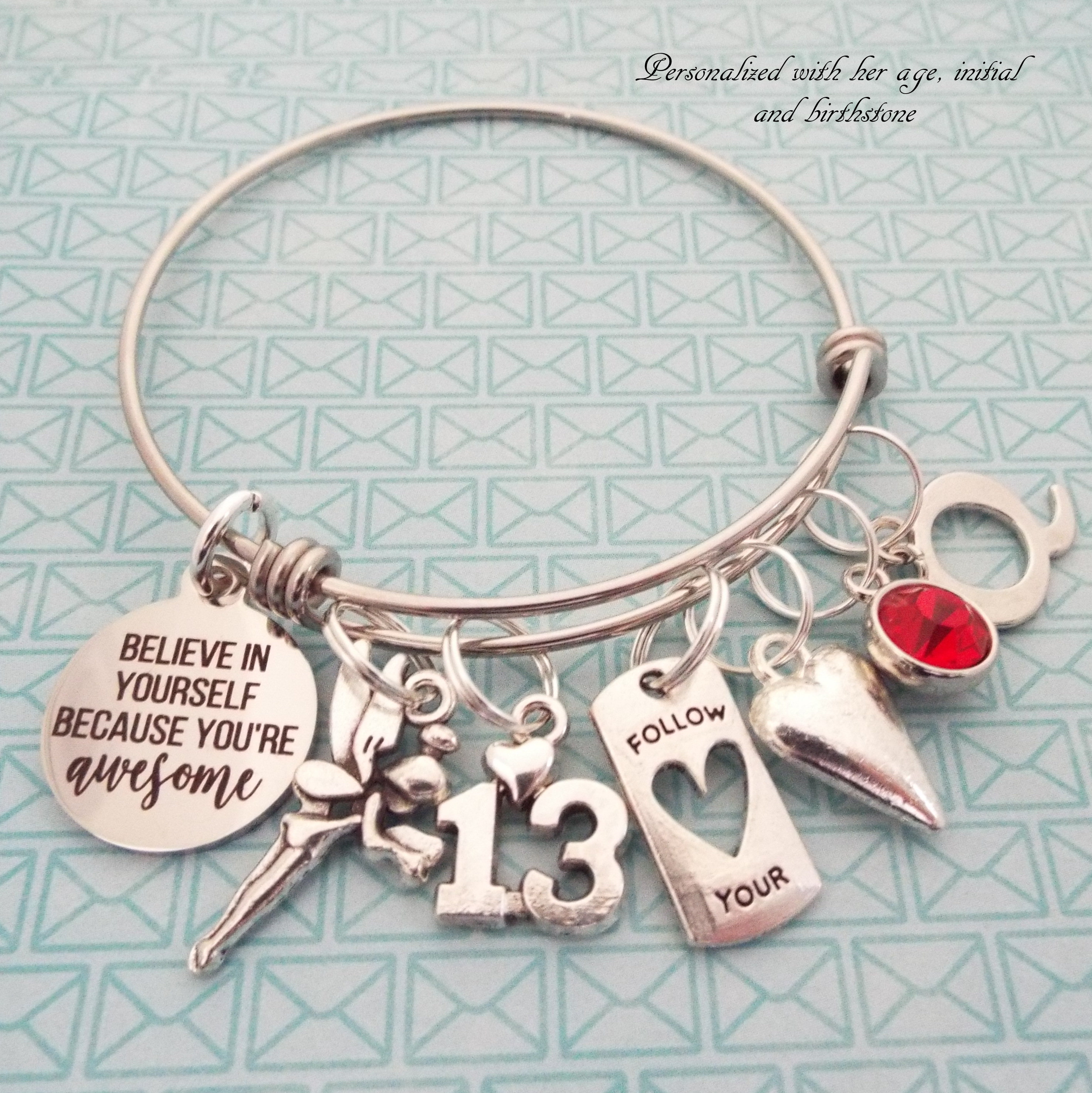 13th Birthday Girl Charm Bracelet, Girl 13 Birthday, 13