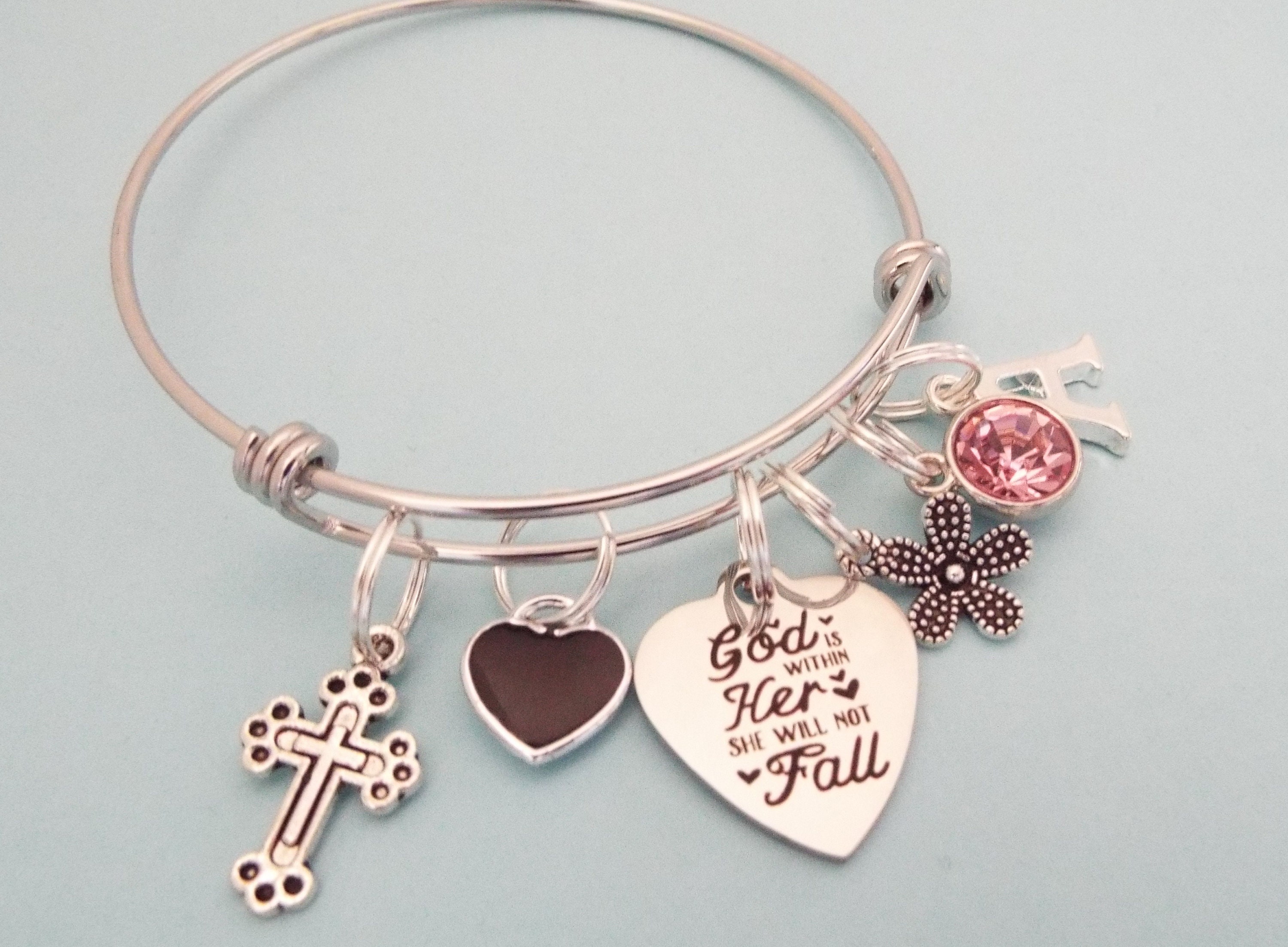 Christian Girl Charm Bracelet, Cross Jewelry, Faith Jewelry Gifts