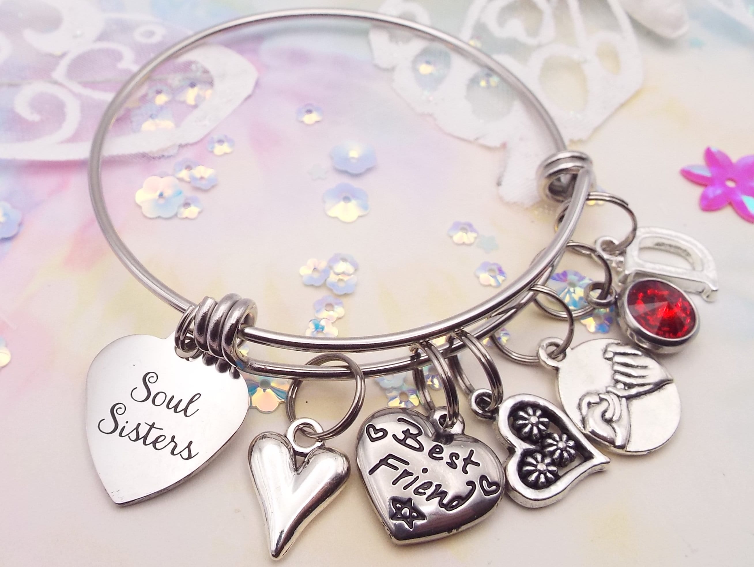 Personalized Friendship Bracelet with Heart Charm