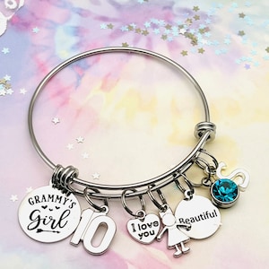 Birthday Gift, Personalized Jewelry, Grandma Gift for Granddaughter, Handmade Jewelry, Gift for Her, Initial Bracelet, Grammy&#39;s Girl