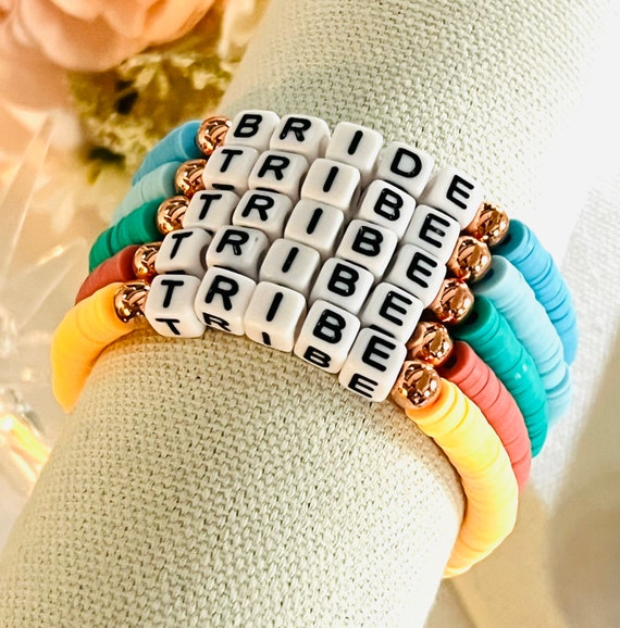 Tribe Stackable Beaded Bracelets Womens Layered Name Bracelets Bridesmaid Gifts Bridal Party Bracelets Tribe Gifts Rose Gold Beads Etsy UK