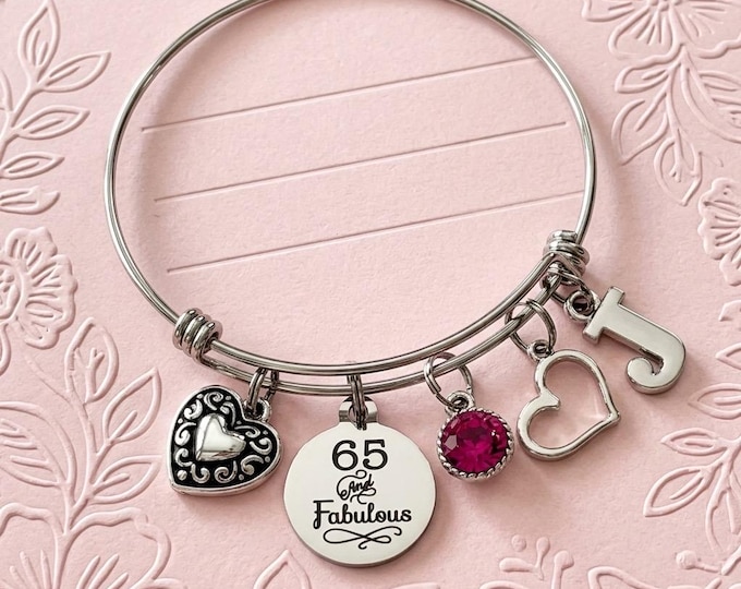 65 and Sensational Bracelet, 65th Birthday Gift, Custom Initial Bracelet