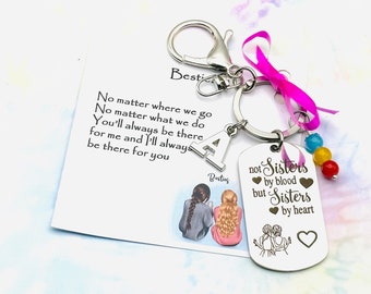 Sisters by Heart Custom Keychain, Personalized Gift for Best Friend, Birthday Gift for Bestie, BFF Keychain, Sisters Gift for Girlfriend