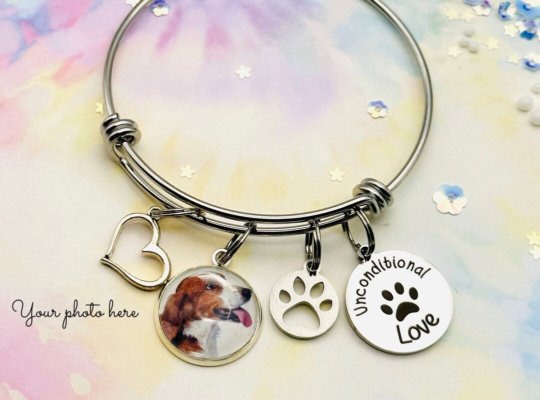Dog Memorial Photo Charm Bracelet: Pet Loss Gift, Personalized Jewelry ...