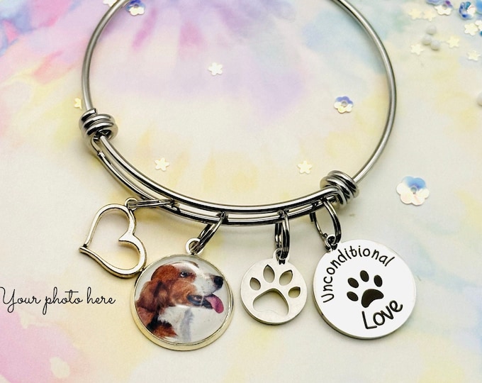 Dog Memorial Charm Bracelet, Pet Memorial Jewelry, Gift for Loss of Dog, Loss of Pet Gift, Custom Jewelry, Personalized Gift, Gift for Her