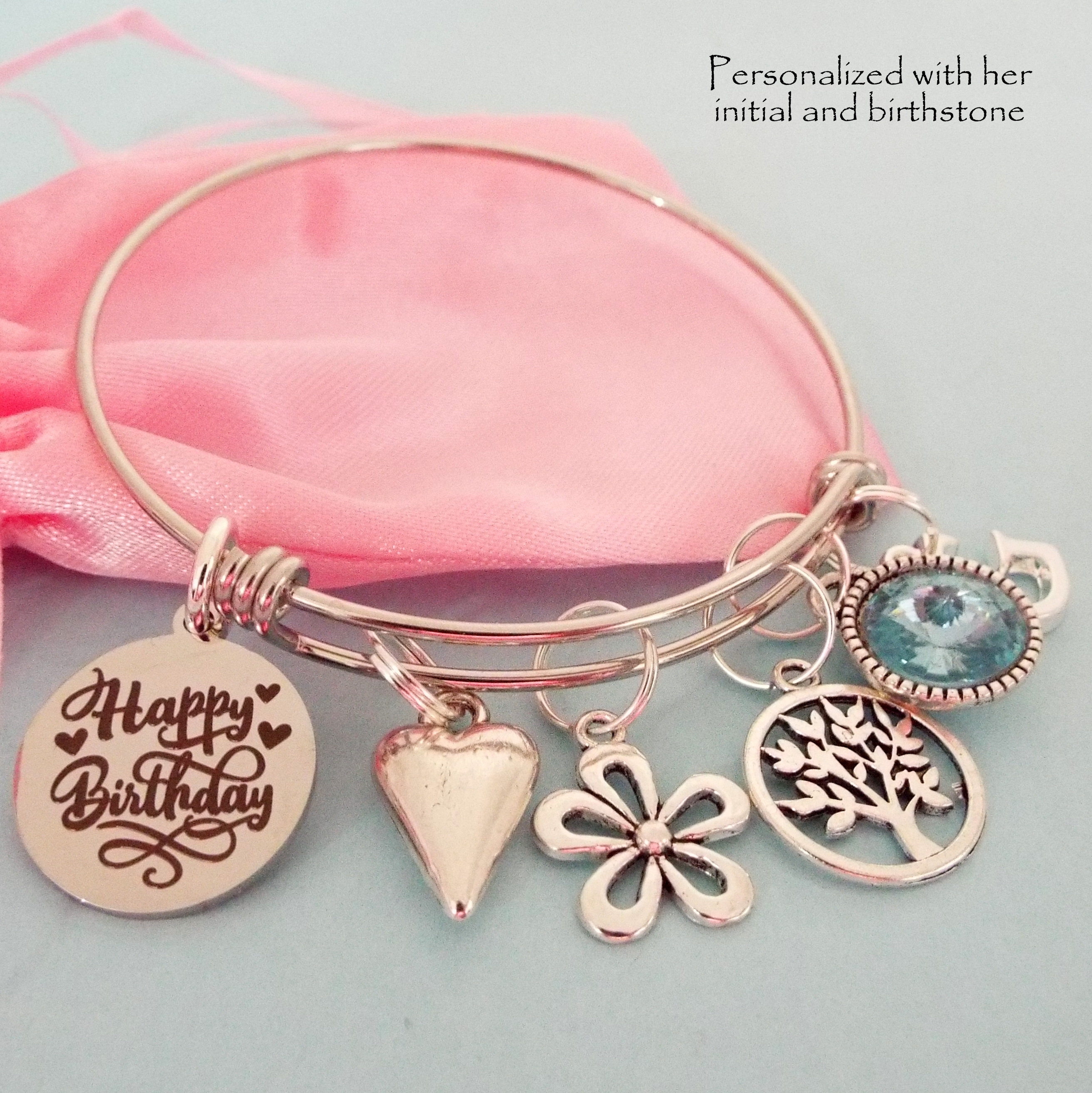 March Birthstone Charm Bracelet Personalized Birthday Gift For Girls Women S Birthday Gift For Her Girl S March Birthday Teenage Girl