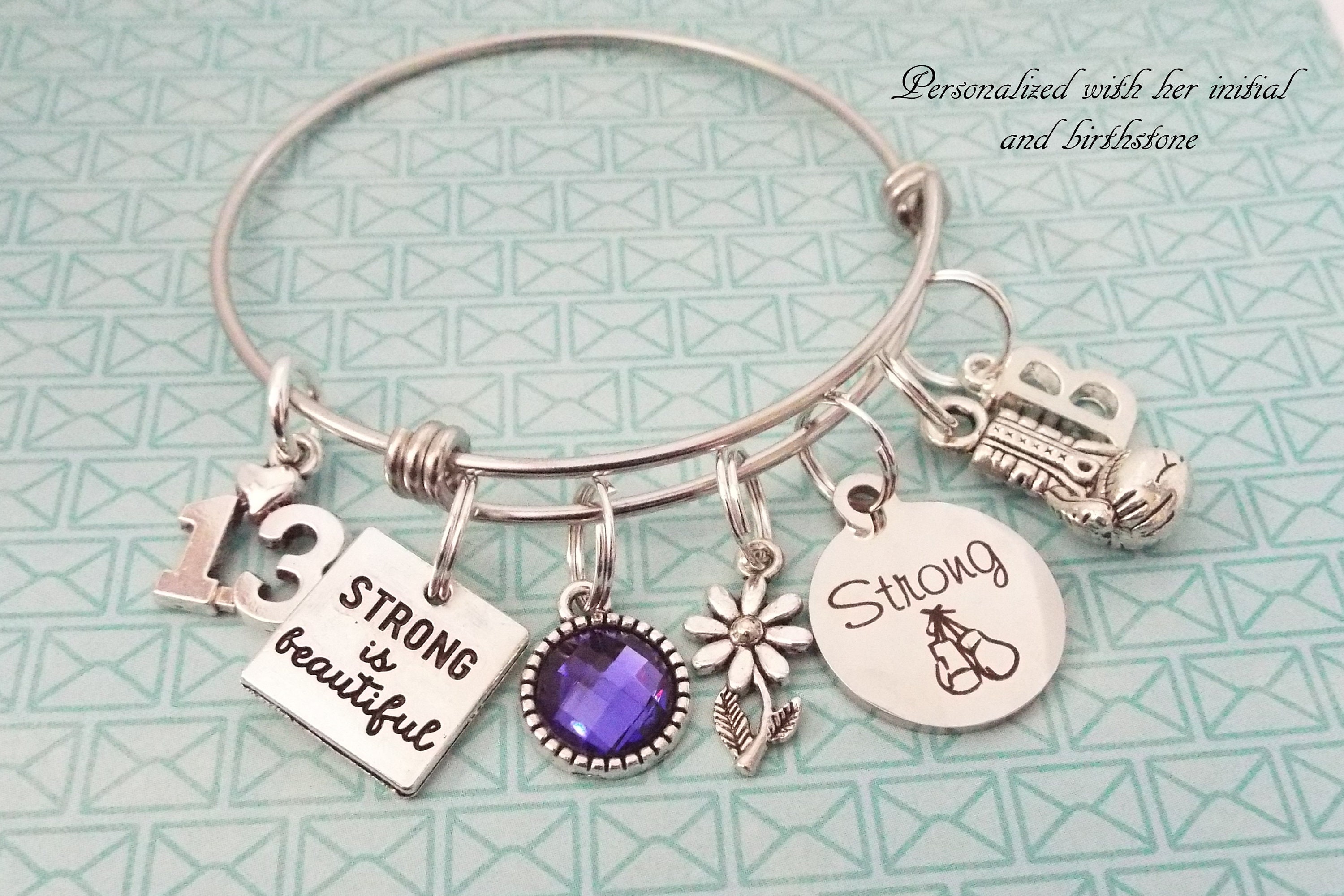 Gift for Girl, Engraved 13th Birthday Charm Bracelet, 13 Year Old Girl  Gift, Handmade Gift for Her, Teenager Jewelry, Personalized Gift