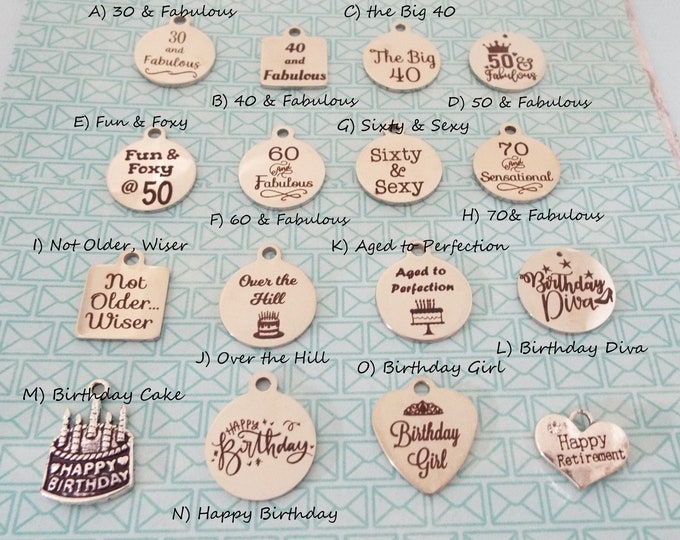 Birthday Charm, Add On Charm Charm Bracelet, Woman's Birthday, Friend Birthday Gift, Gift for Her, Personalized Gift, Girl Gift, Birthday