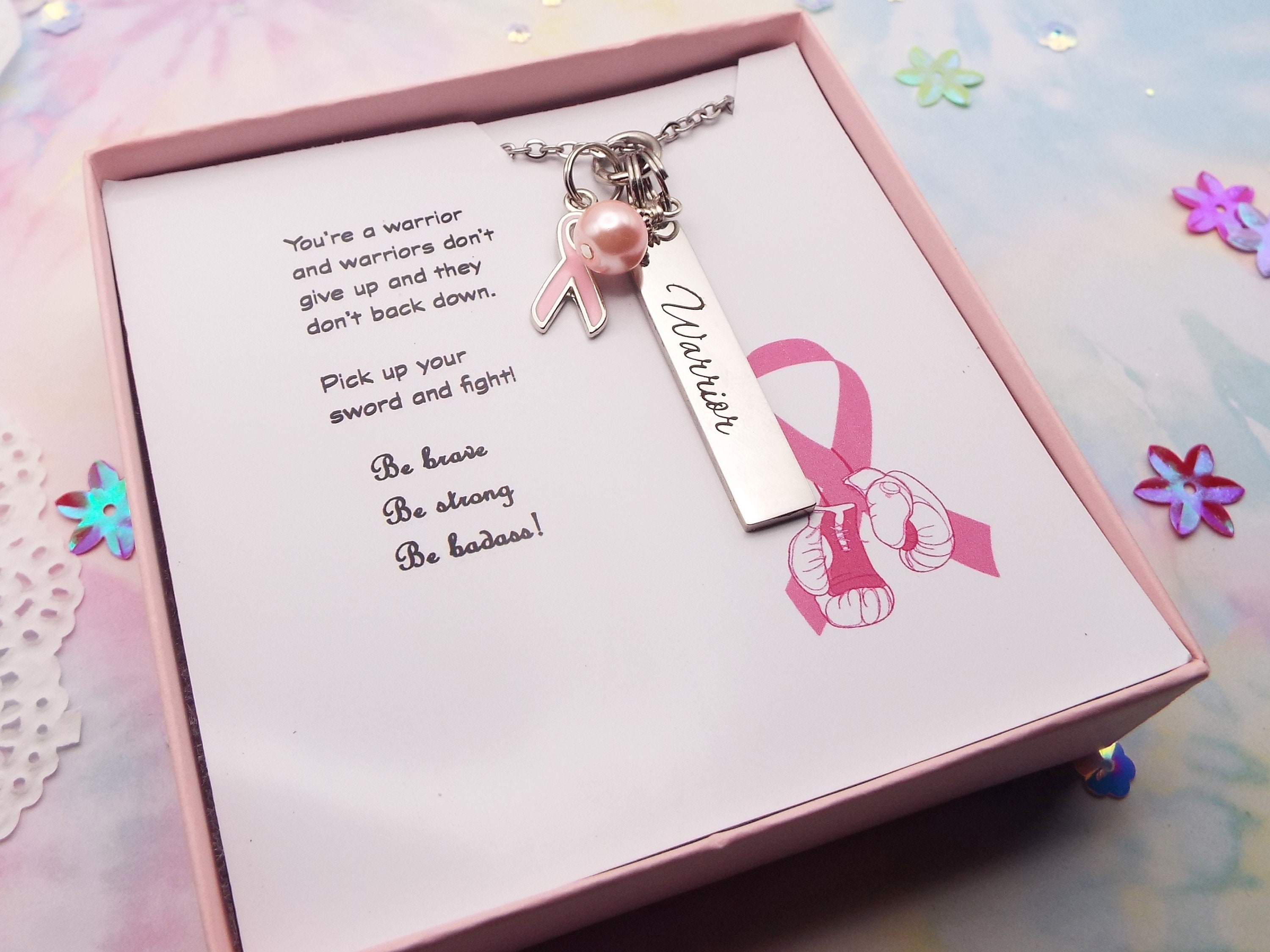 Breast Cancer Survivor Necklace, Gift for a Cancer Survivor, Pink