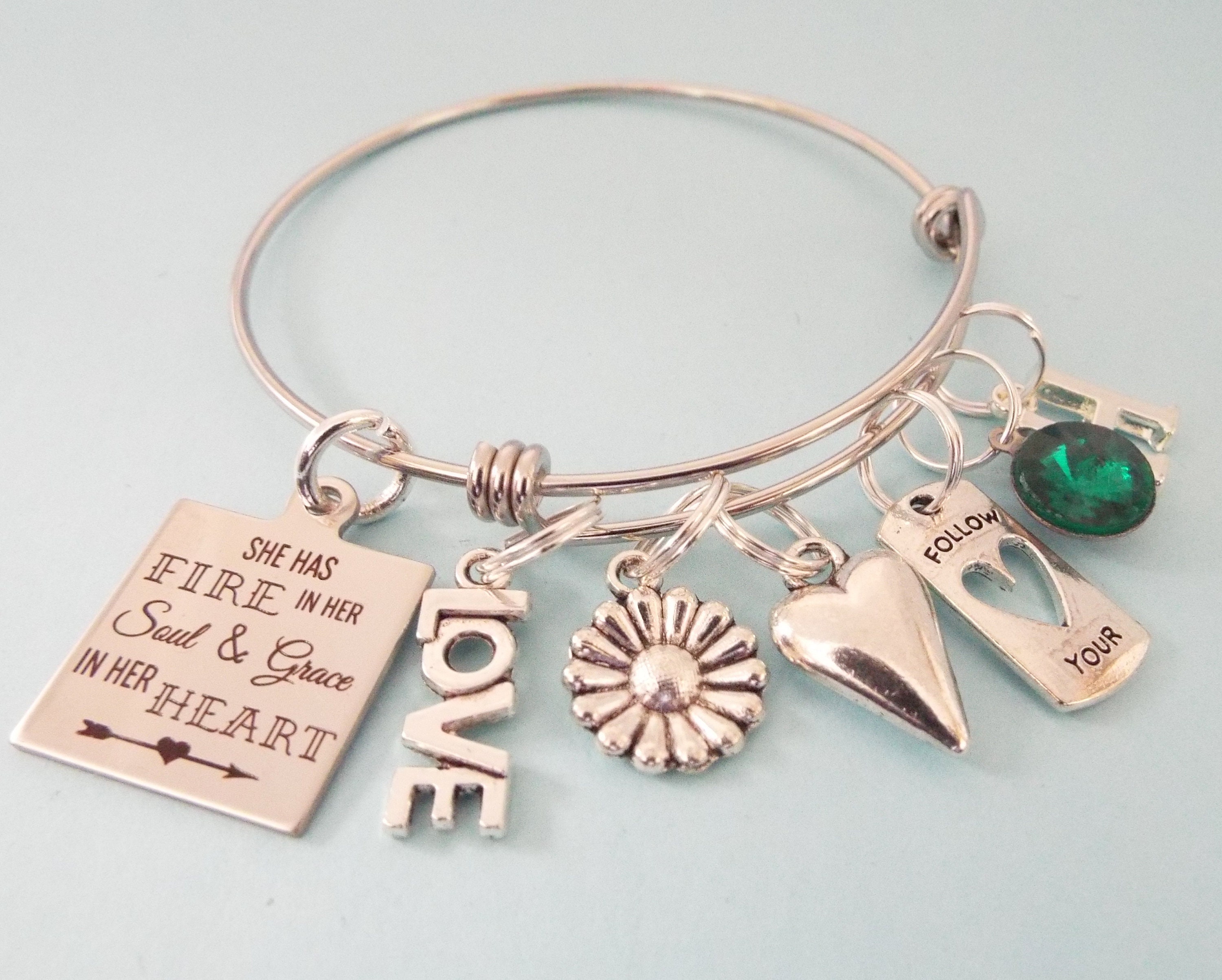 Teenage Girl Birthday Gift, Personalized Birthstone Charm Bracelet