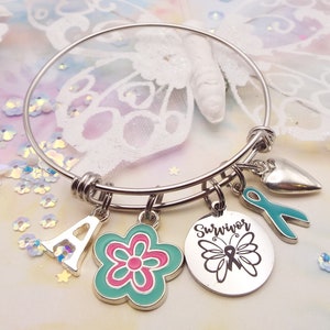 Eierstockkrebs Überleben Armband, Teal Band Überlebend Geschenk, Geschenk für Frau mit Eierstockkrebs, Krebs Armband, Geschenk für Freund Krebs