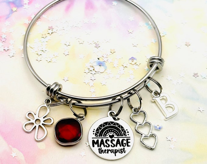 Gift for Massage Therapist, Gift for Masseuse, Massage Therapist Charm Bracelet, Gift Ideas for Women, Gifts for Her, Custom Jewelry