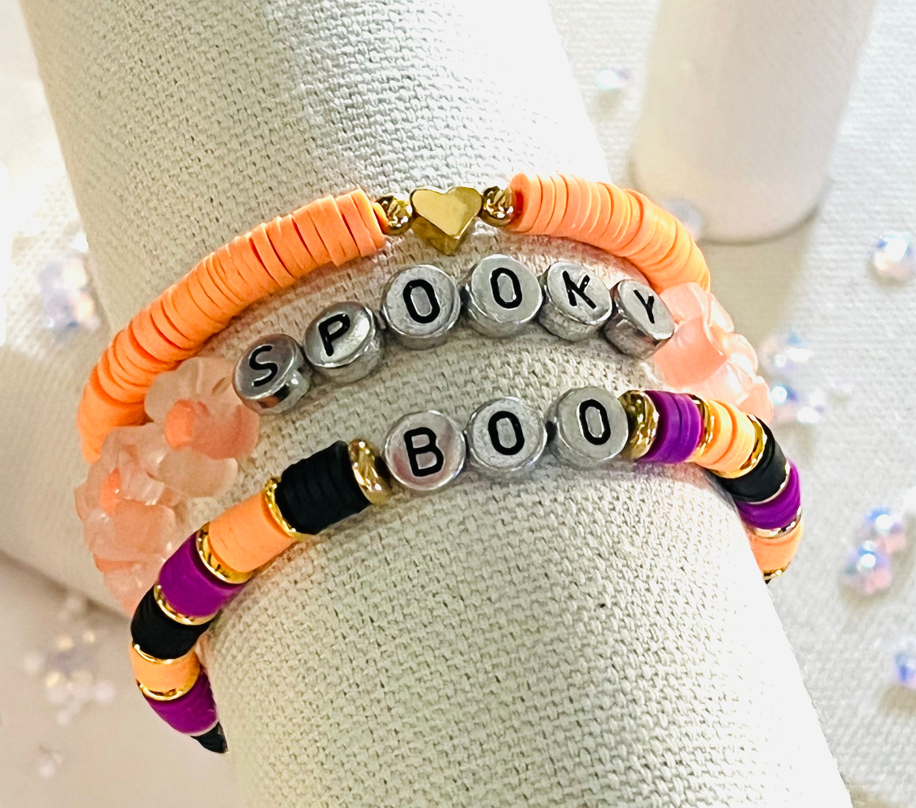 Halloween Heishi Bracelet/ Halloween/ Spooky Bracelet/ Boo 