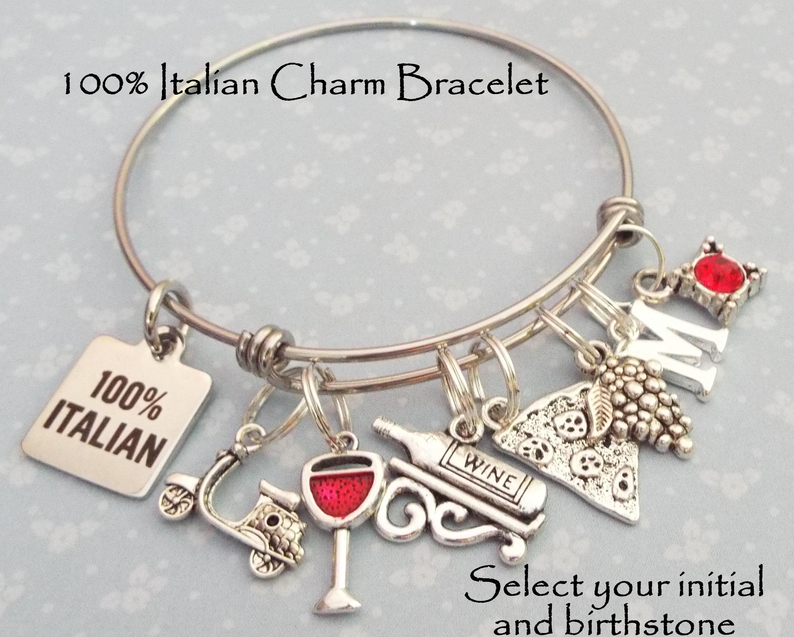 Italian Jewelry, Italy Gift, Travel Charm Bracelet, Woman's Birthday