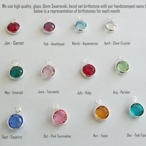 Hand Stamped Name Bar Necklace: Teen Girl Gift with Swarovski Birthstone image 3