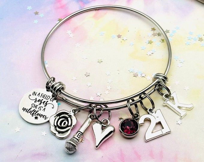 21st Birthday, Personalized Jewelry, Charm Bracelet, Handmade Birthstone Jewelry, Handmade Gift for Her, Birthday Gift, Daughter Gift