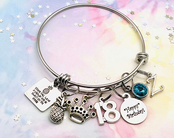 18th Birthday Gift, Teen Charm Bracelet, Gift for Her, Teenage Daughter, Handmade Personalized Jewelry, Initial Bracelet, Birthstone Jewelry