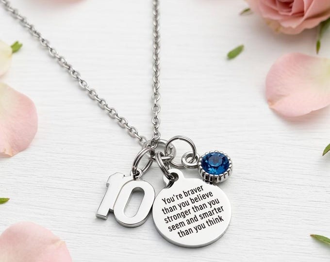 10th Birthday Daughter Birthstone Necklace, Girl's Jewelry Gift from Parents