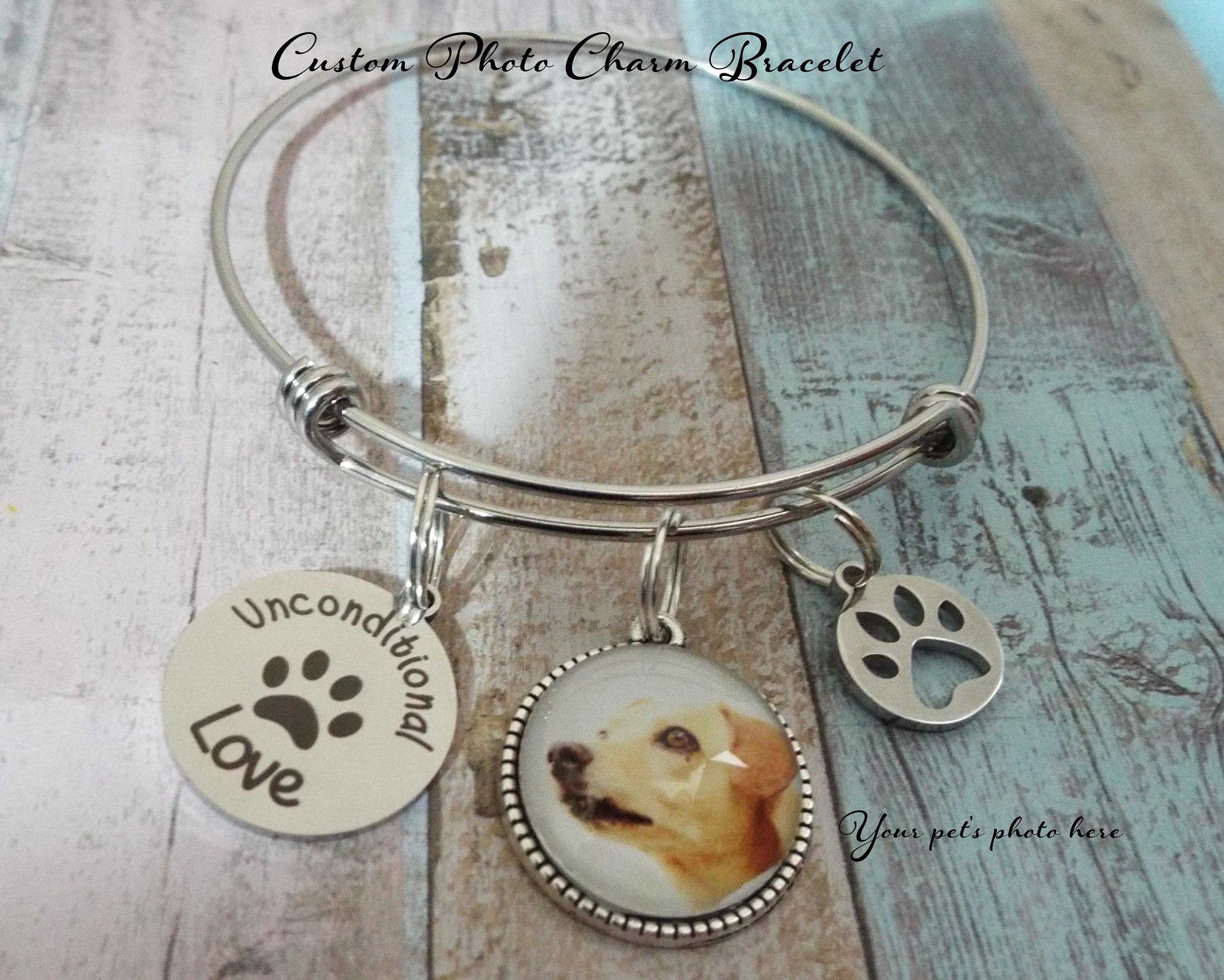 Dog Memorial Charm Bracelet, Pet Memorial Jewelry, Gift for Loss of Dog