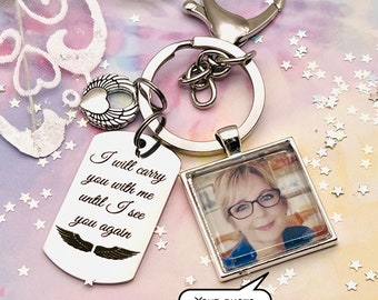 Memorial Gift, Sympathy Gift, Handmade Memorial Keychain with Photo, Loss of Loved One, Loss of Mother, Loss of Father, Bereavement Gift