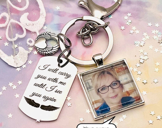 Memorial Gift, Sympathy Gift, Handmade Memorial Keychain with Photo, Loss of Loved One, Loss of Mother, Loss of Father, Bereavement Gift