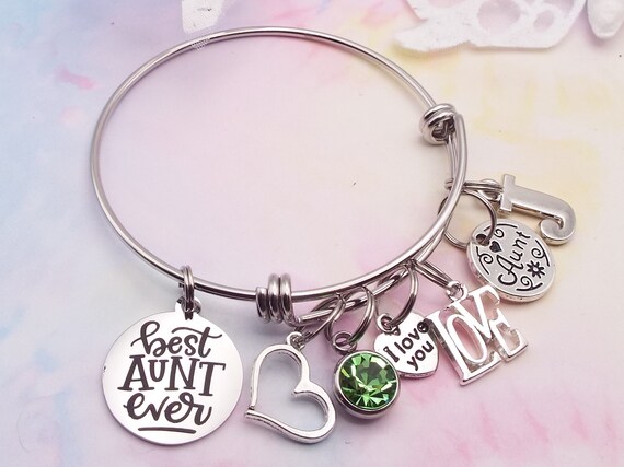 Personalized Gift for Aunt Charm Bracelet Custom Birthday Aunt Gift Custom Gift Niece to Aunt Handmade Gift Handcrafted Jewelry for Aunt Etsy