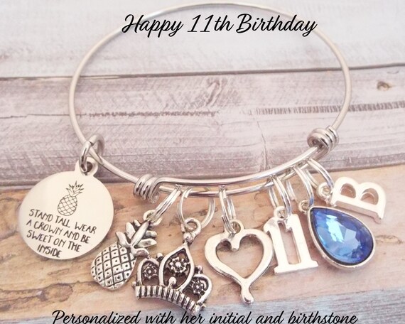11 charme Bracelet, cadeau personnalisé, 11 ans, fille, bijoux pour enfants, cadeau d\u2019anniversaire la fille pour fille, anniversaire pour enfant,