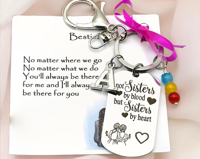 Sisters by Heart Keychain: Personalized BFF Gift with Initial