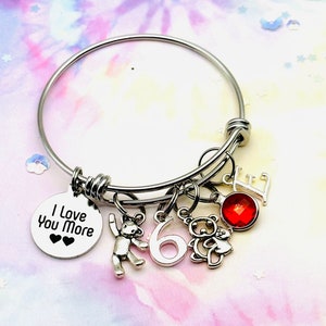 Handmade Birthstone Charm Bracelet: Teddy Bear Initial, Personalized Kid Gift