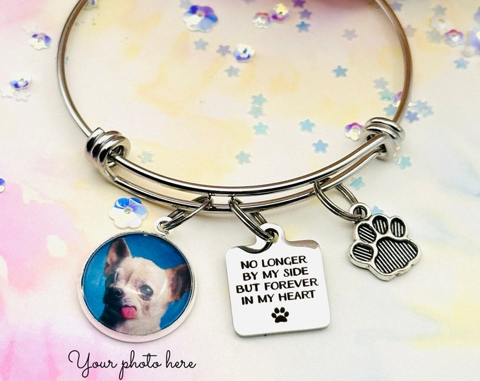 Dog Memorial Charm Bracelet, Dog Memory Bracelet, In Memory of Dog, Custom Photo Jewelry, Memory for Loss of Dog Gift, Personalized Gift