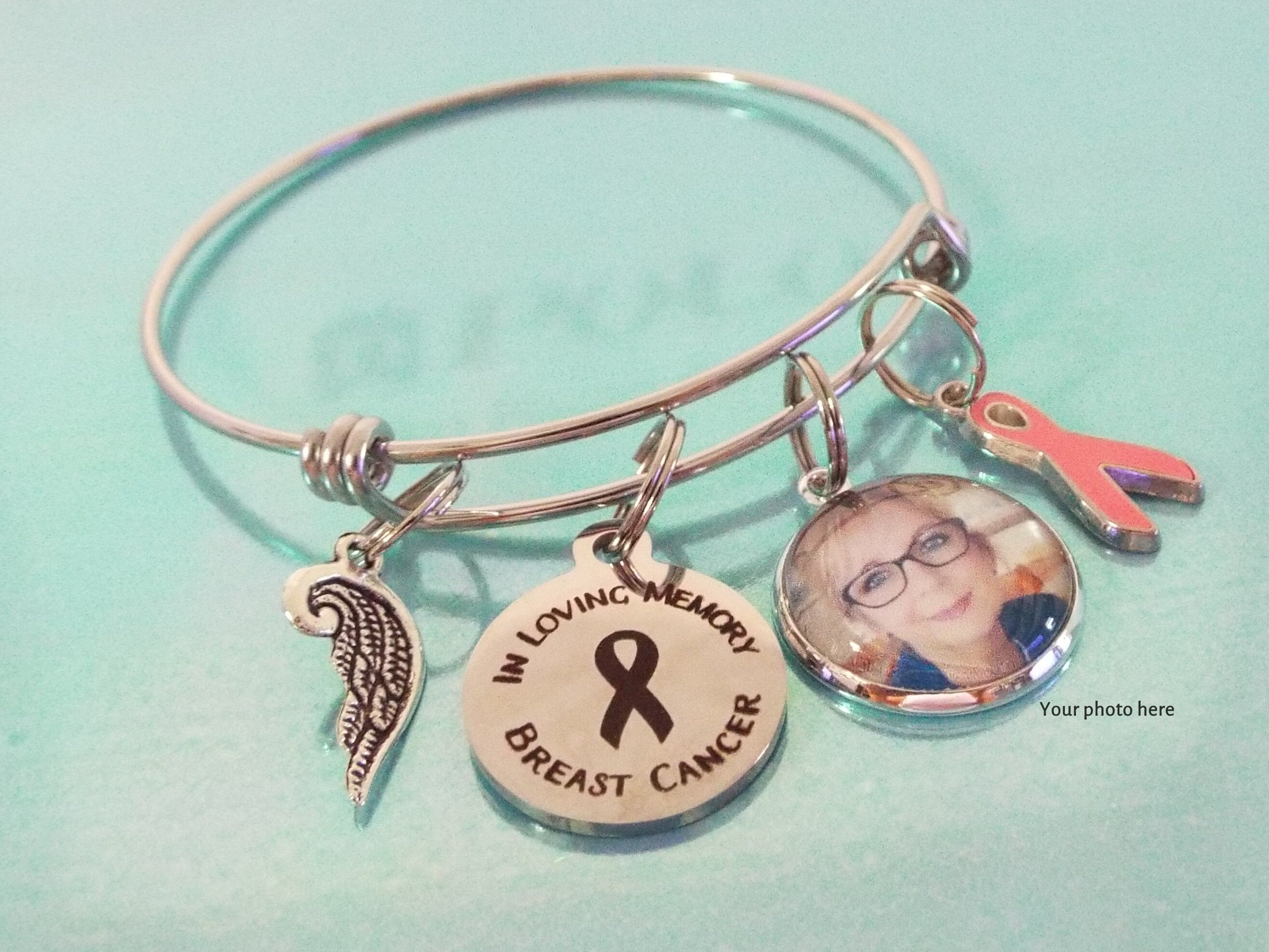 Personalized Engraved Memorial Charm Bracelet - 12 Colors, Free Card & Bag