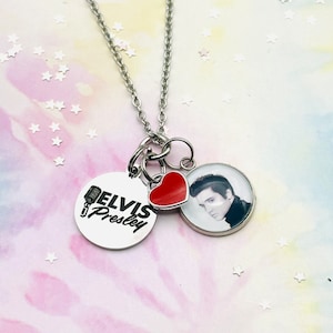 Handmade Elvis Presley Necklace: Stainless Steel Charm, Retro Rock and Roll Jewelry