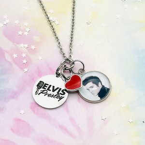 Elvis Presley Necklace, Personalized Jewelry,  Handmade Silver Jewelry, Gift for Her, Retro Rock and Roll Jewelry, Mom Gift from Daughter