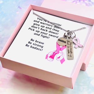 Collar de guerrera contra el cáncer de mama: regalo de lazo rosa para supervivientes
