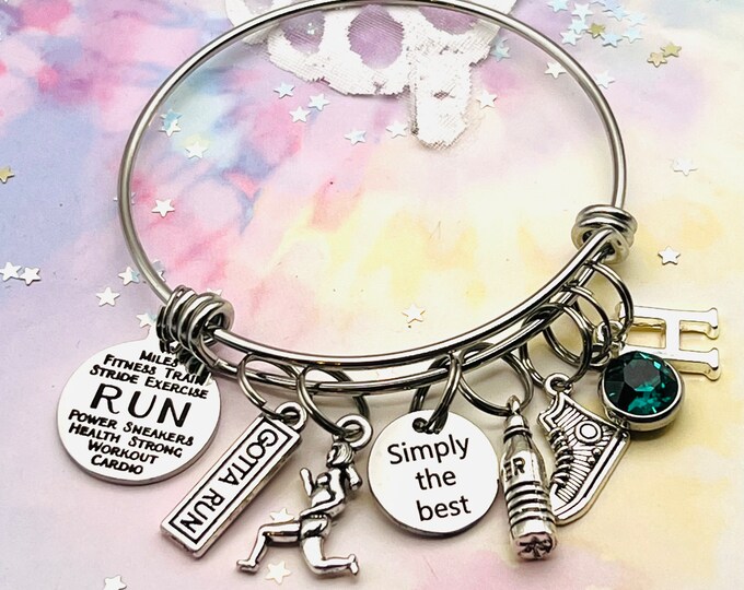 Marathon Runner Gift | Girl Runner Charm Bracelet | Personalized Gift | Fitness Training | Boston Marathon | Best Friend Gift | Womens Gift