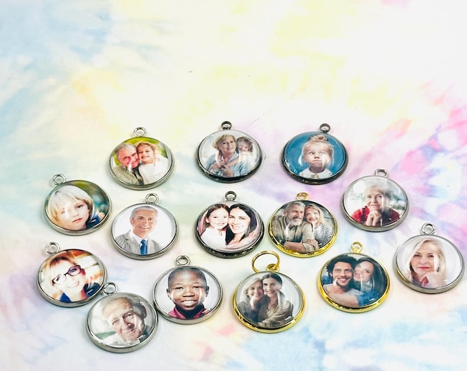 Photo Gift, Bag Charm, Personalized Jewelry or Keychains, Keepsake Charm, Memorial Gift, Personalized Family Portrait, Handbag Photo Charm