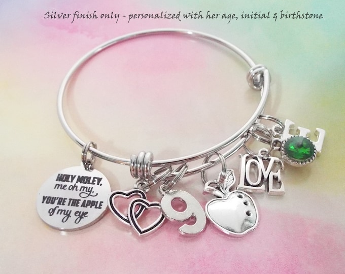 9th Birthday Girl, Daughter Birthday, Personalized Birthstone Charm Bracelet, Girl Turning 8 Years Old, Gift for Her, Granddaughter Birthday