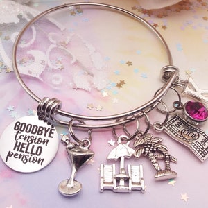 Personalized Retirement Charm Bracelet: Goodbye Tension, Hello Pension